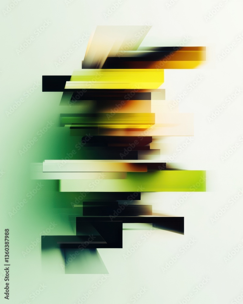 Leinwandbilder Digital Mindscape Dynamic Motion Blur Abstract in Lime Green and Onyx - Next-Gen Design Visualization for Innovative Brand Communication