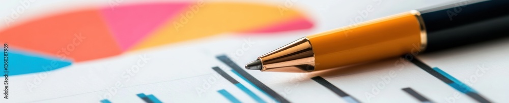 Fototapete Vibrant Financial Analytics Minimalist Data Visualization with Bold Pen on Dynamic Market Performance Charts - Modern Business Intelligence Insights