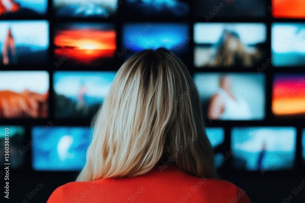 Poster Next-Gen Media Discovery AI-Powered Streaming Interface Showcasing Immersive Visual Content Curation for Digital Entertainment Consumers