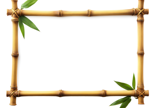  Empty horizontal bamboo frame isolated