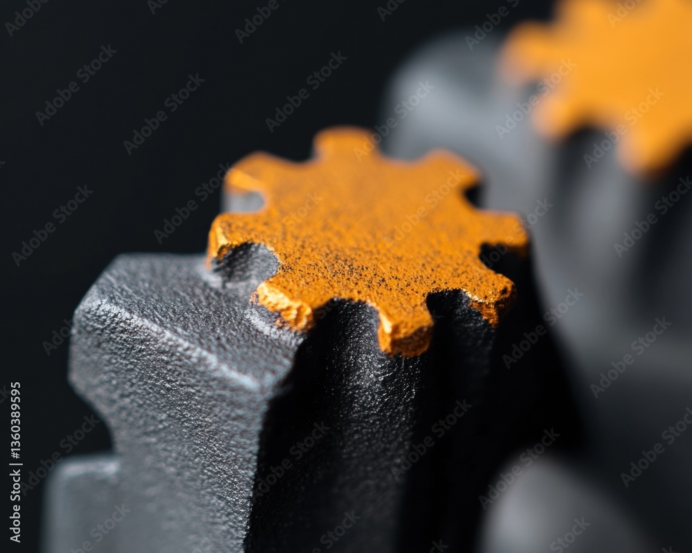 Poster Precision Engineering Synergy Metallic Gear Interlocking Visualizes Smart Business Systems and Next-Gen Operational Connectivity in High-Performance Digital Era