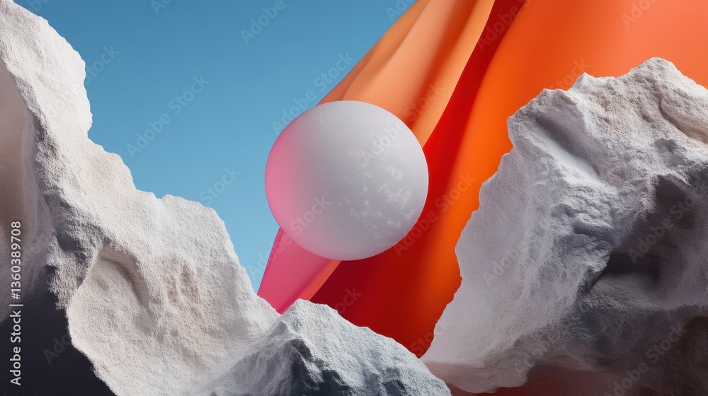 Aufkleber Chromatic Geology Surreal Minimalist Exploring Geometric Abstraction, Digital Art Fusion, and Contemporary Visual Storytelling in Design Innovation