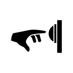 hand icon pressing bell, simple flat style, illustration, logo sign symbol pictogram template, for ui or ux isolated on white for mobile app, editable