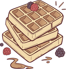 Golden Brown Waffles on Plate with Crispy Texture