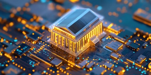 Neuro-Digital Banking Revolution Illuminated Fintech Architecture Visualizing Next-Gen Financial Infrastructure with Quantum Circuit Board Aesthetic