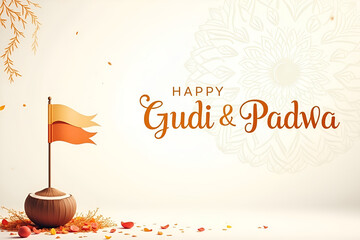 Minimalist Gudi Padwa 2025 Design Elegant White & Gold Festive Greeting