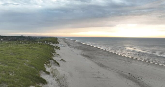 Dunes adn beach of Texel, The Netherlands. Aerial view.
