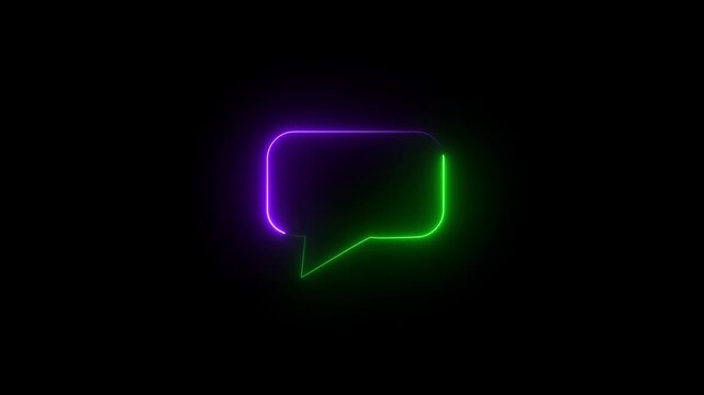 Neon mail letter box icon animation in black background.Glowing neon pink color message box animation icon conversation notice receive massage animated .