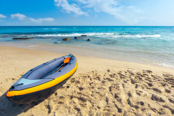 Beautiful warm beach on the Mediterranean Sea, seascape