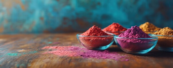 Fototapeta premium Holi powder bowls with colorful.