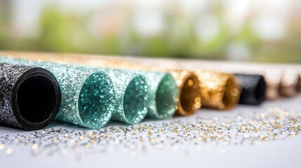 Glittery tubes of various colors