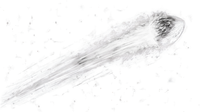 Comet with a Blazing Fiery Tail Streaking Across Space Isolated on White Background