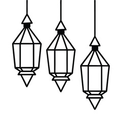  Elegant Ramadan Lanterns line art vector art illustration