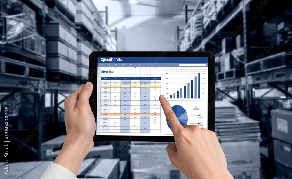 Poster spreadsheet document information financial startup concept. data and graphs in spreadsheet documents