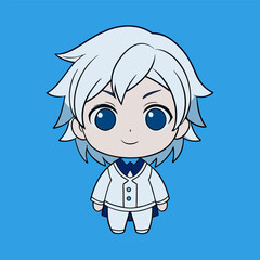 A cute little cartoon boy with an angel's smile radiates childhood joy