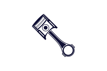 Minimalist vector illustration of a piston with a single connecting rod