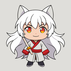 Cute vector child with a red toy and a big smile