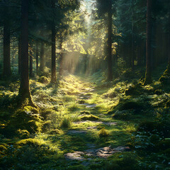 Fototapeta premium forest in the fog