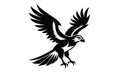 Fototapeta premium Osprey hawk bird silhouette, osprey bird, osprey silhouette vector, hawk osprey bird vector illustration