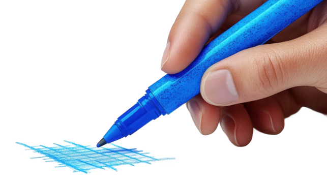 Blue Marker in Hand Writing on Paper