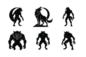 Six Silhouettes of Fierce Werewolves