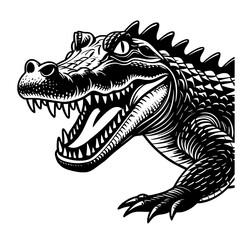  Alligator Vector Illustration Black Outline SVG