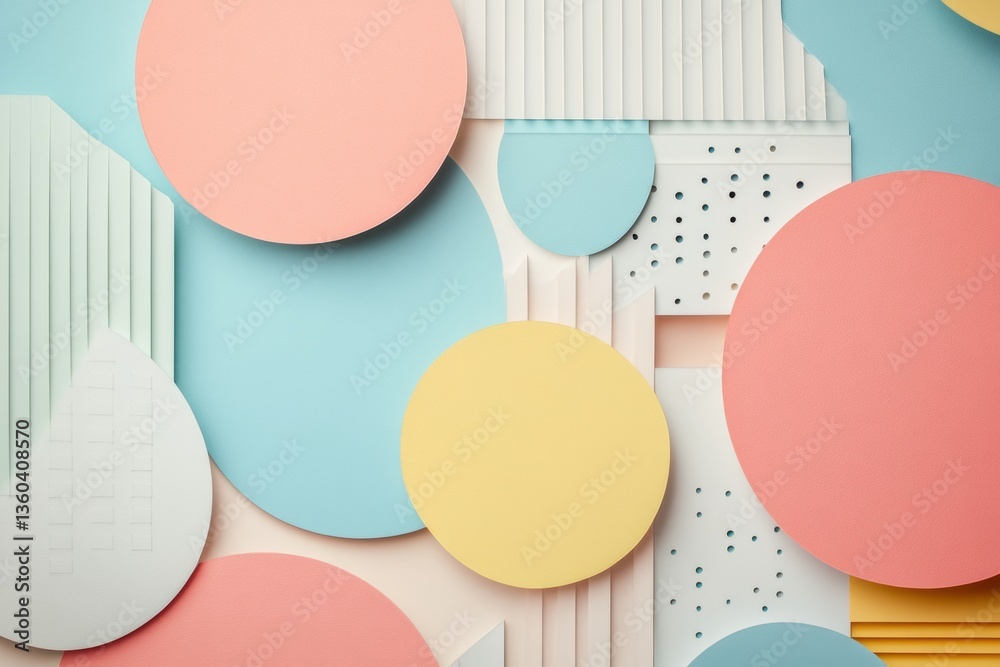 Poster Stylish abstract paper cut background featuring geometric shapes in pastel tones and deep shadows for modern design aesthetics Generative AI