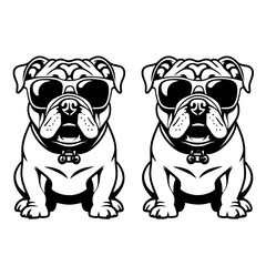  Cool Bulldog SVG Vector Outline Sunglasses Design