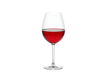 Elegant Red Wine Glass Filled with Rich Deep Red Wine Isolated on a White Background Perfect for Culinary, Beverage, and Table Settings in Photography