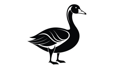 Goose bird icon silhouette, Goose line art vector, goose outline icon  