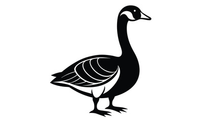 Goose bird icon silhouette, Goose line art vector, goose outline icon  