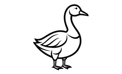 Goose bird icon silhouette, Goose line art vector, goose outline icon  
