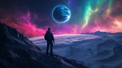 man on the top of a mountain