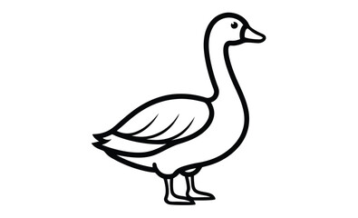 Goose bird icon silhouette, Goose line art vector, goose outline icon  