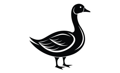 Goose bird icon silhouette, Goose line art vector, goose outline icon  