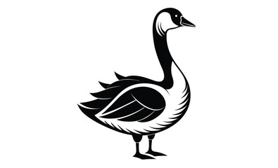 Goose bird icon silhouette, Goose line art vector, goose outline icon  