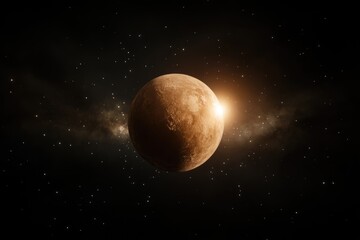 Stunning Celestial Body Illuminated by Distant Star in Vast Starry Universe