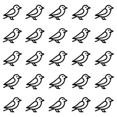 A vector illustration of a seamless set of shoes with birds flying, featuring a stylish and nature-inspired design, showcasing various types of footwear, including heels, in black and silhouette style