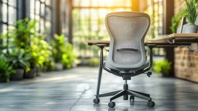 Modern office chair in a bright workspace