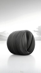 Sculpted Tire for Serene Landscape.