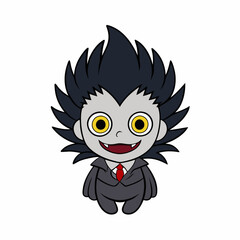 A cute cartoon bird, with owl-like eyes and a silly beak, perches on a branch, a funny vector illustration