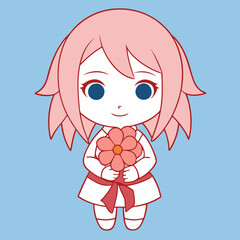 A cute little boy with a bright smile, a cartoon illustration of childhood fun