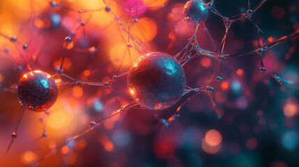 Futuristic representation of an AI-designed chemical compound, bioluminescent molecules interconnected by soft digital waves, sci-fi cybernetic