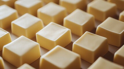 A monochrome minimalist close-up of butter, arranged in a geometric modern art composition