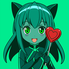 Cartoon heart love art with a child's face