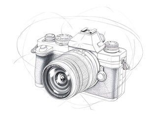 Sketch Camera Design for White Background.
