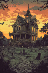 Obraz premium A Haunting Halloween. AI generative.