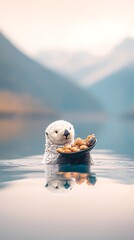 Sea Otter Feasting for Mountain Lake.