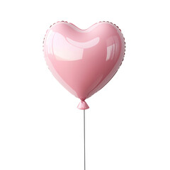 Matte Pink Heart Shaped Balloon Isolated on Transparent Background