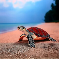 Sea Turtle Beach Stroll for Tropical Paradise.